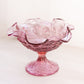 Vintage Fenton Dark Pink Glass Water Lily Compote with Ruffle Edge