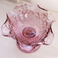 Vintage Fenton Dark Pink Glass Water Lily Compote with Ruffle Edge