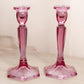 Vintage Fenton Dusty Rose Tall Candlesticks (Set of 2)