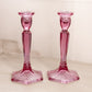 Vintage Fenton Dusty Rose Tall Candlesticks (Set of 2)