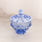 Vintage Fenton Glass Blue Opalescent Lidded Dish