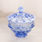 Vintage Fenton Glass Blue Opalescent Lidded Dish