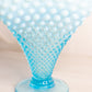 Vintage Fenton Glass Large Blue Hobnail Opalescent Fan Vase
