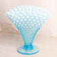 Vintage Fenton Glass Large Blue Hobnail Opalescent Fan Vase