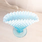 Vintage Fenton Glass Large Blue Hobnail Opalescent Fan Vase