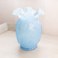 Vintage Fenton Glass Large Blue Iridescent Daffodil Flower Vase