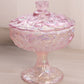 Vintage Fenton Glass Light Pink Iridescent Opalescent Water Lily Lidded Compote