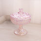 Vintage Fenton Glass Light Pink Iridescent Opalescent Water Lily Lidded Compote