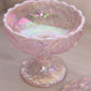 Vintage Fenton Glass Light Pink Iridescent Opalescent Water Lily Lidded Compote