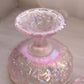 Vintage Fenton Glass Light Pink Iridescent Opalescent Water Lily Lidded Compote