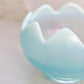 Vintage Fenton Glass Medium Blue Iridescent Opalescent Lotus Bowl