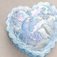 Vintage Fenton Glass Blue Iridescent Bird Lidded Dish