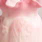 Vintage Fenton Glass White Pink Rosalene Matte Vase with Ruffle Edge and Daffodil Floral Design