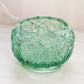 Vintage Fenton Green Glass Cupped Bowl with Fancy Designs