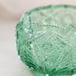 Vintage Fenton Green Glass Cupped Bowl with Fancy Designs