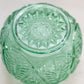 Vintage Fenton Green Glass Cupped Bowl with Fancy Designs