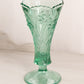 Vintage Fenton Green Glass Footed Daffodil Flower Vase