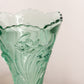 Vintage Fenton Green Glass Footed Daffodil Flower Vase
