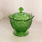 Vintage Fenton Green Glass Hobnail Lidded Dish