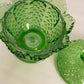 Vintage Fenton Green Glass Hobnail Lidded Dish