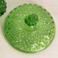 Vintage Fenton Green Glass Hobnail Lidded Dish