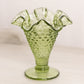 Vintage Fenton Green Glass Hobnail Mini Cone Shaped Vase