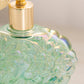 Vintage Fenton Green Iridescent Glass Floral Atomizer Perfume Bottle