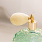 Vintage Fenton Green Iridescent Glass Floral Atomizer Perfume Bottle