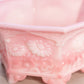 Vintage Fenton Hexagonal Pink Rosalene Glass Planter with Floral Designs