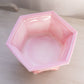 Vintage Fenton Hexagonal Pink Rosalene Glass Planter with Floral Designs