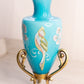 Vintage Fenton Landmark Collection Blue Peacock Floral Vase with Stand