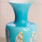 Vintage Fenton Landmark Collection Blue Peacock Floral Vase with Stand