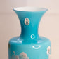 Vintage Fenton Landmark Collection Blue Peacock Floral Vase with Stand