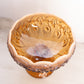 Vintage Fenton Large Amber Opalescent Glass Lily of The Valley Compote