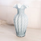Vintage Fenton Large Blue Grey Cased Glass Swirl Glass Vase