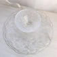 Vintage Fenton Large Clear Satin Glass Water Lily Cake Stand