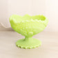 Vintage Fenton Light Green Matte Uranium Glass Compote with Sawtooth Edge