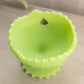 Vintage Fenton Light Green Matte Uranium Glass Compote with Sawtooth Edge