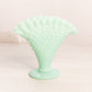 Vintage Fenton Light Green Milk Glass Hobnail Mini Fan Vase