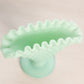 Vintage Fenton Light Green Milk Glass Hobnail Mini Fan Vase