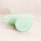 Vintage Fenton Light Green Milk Glass Hobnail Mini Fan Vase