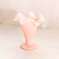 Vintage Fenton Light Pink Milk Glass Hobnail Mini Cone-Shaped Vase