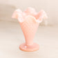 Vintage Fenton Light Pink Milk Glass Hobnail Mini Cone-Shaped Vase