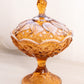 Vintage Fenton Lily of the Valley Amber Opalescent Lidded Compote Dish