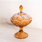 Vintage Fenton Lily of the Valley Amber Opalescent Lidded Compote Dish