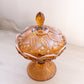Vintage Fenton Lily of the Valley Amber Opalescent Lidded Compote Dish