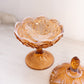 Vintage Fenton Lily of the Valley Amber Opalescent Lidded Compote Dish