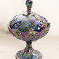 Vintage Fenton Lily of the Valley Amethyst Carnival Lidded Compote Dish
