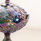 Vintage Fenton Lily of the Valley Amethyst Carnival Lidded Compote Dish