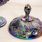 Vintage Fenton Lily of the Valley Amethyst Carnival Lidded Compote Dish